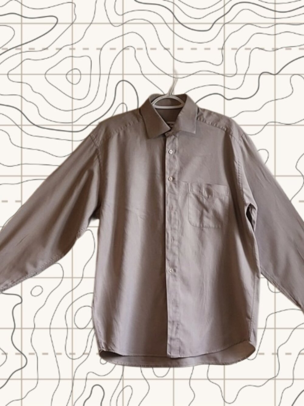 " Camicia " Beige Casual long sleeves dress shirt, Large for men, 100% cotton